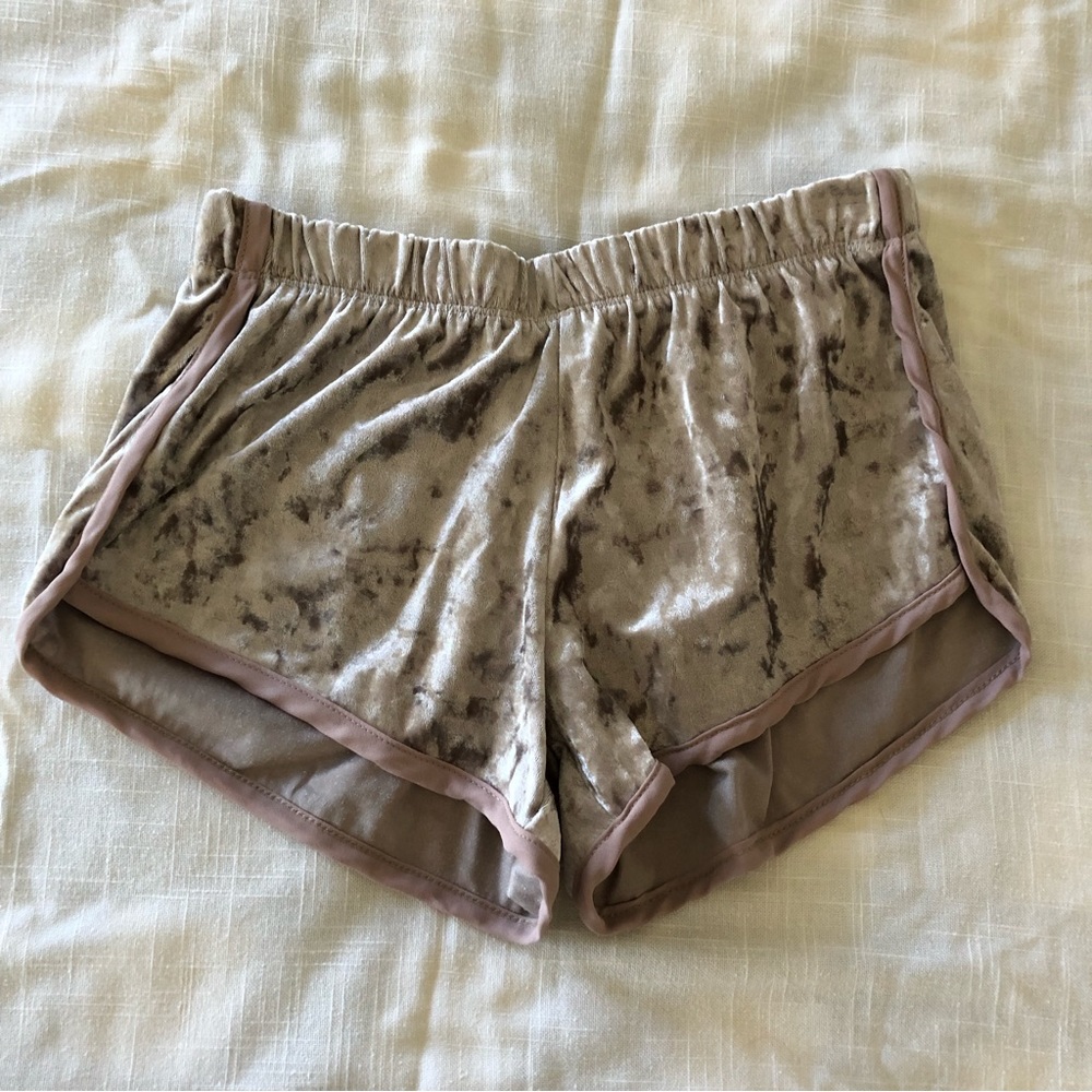 Pacsun LA Hearts purple velour shorts